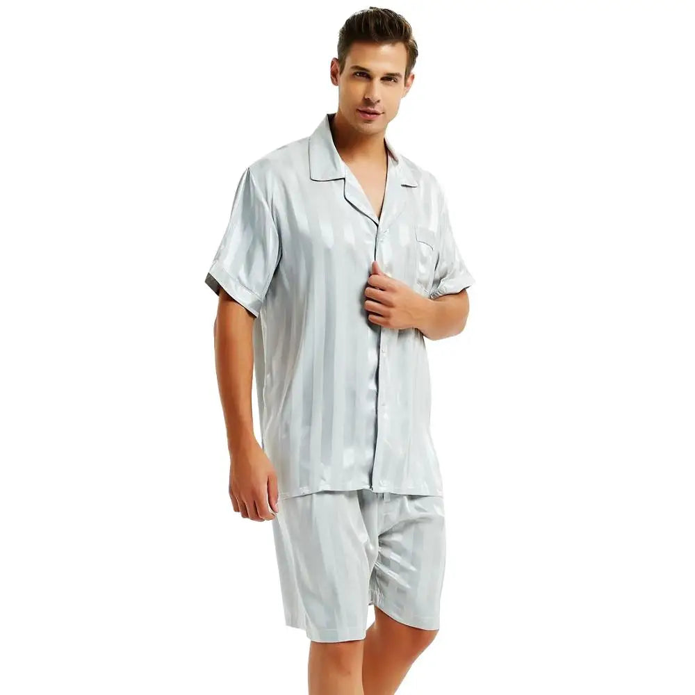 Mens Silk Satin Short  Pajamas Set