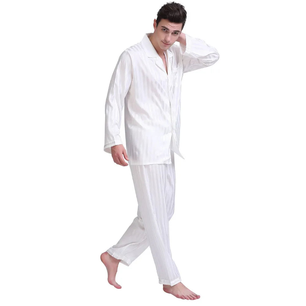 Silk Satin Pajamas Set  Pajama Sleepwear Set Lounge wear  U.S.S,M,L,XL,2XL,3XLL,4XL Plus Striped