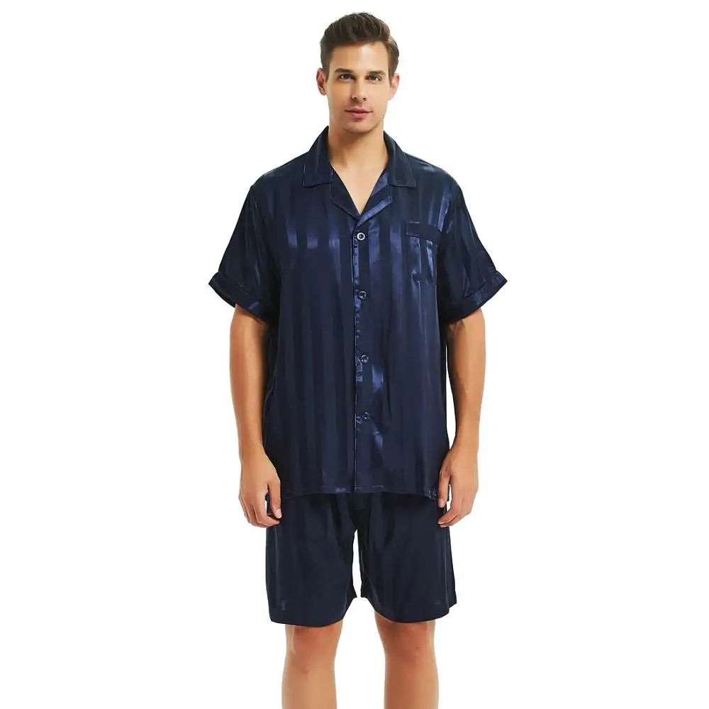 Mens Silk Satin Short  Pajamas Set