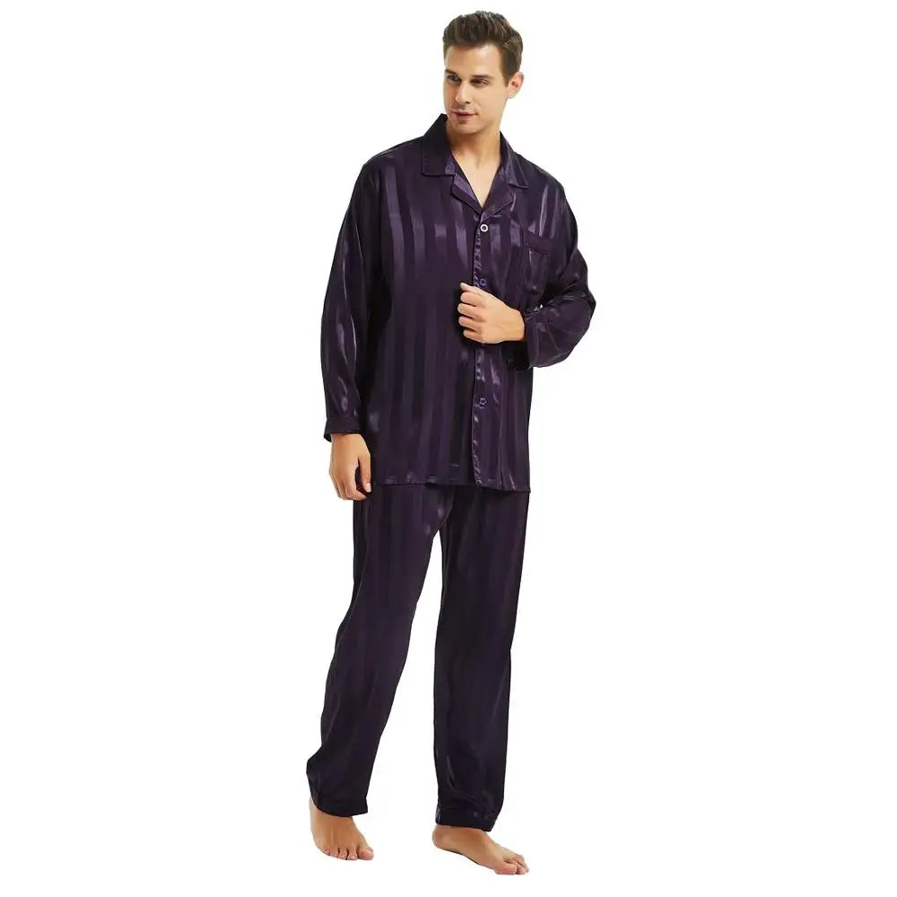 Silk Satin Pajamas Set  Pajama Sleepwear Set Lounge wear  U.S.S,M,L,XL,2XL,3XLL,4XL Plus Striped