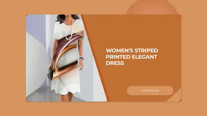 Women&#039;s Striped Printed Elegant Dress by@Outfy